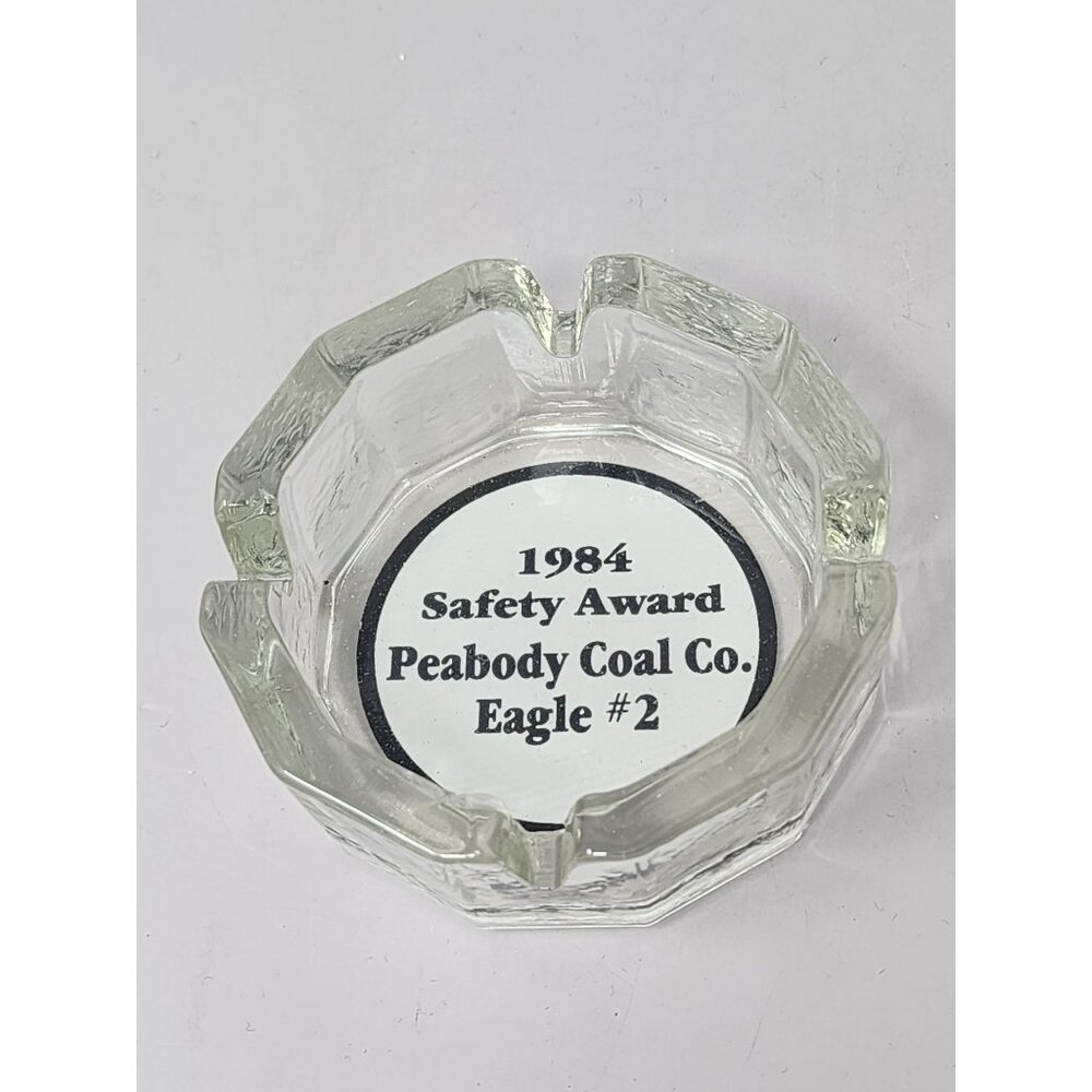 1984 Peabody Coal Co. Safety Award‎ Glass Ashtray Octagonal Eagle #2
